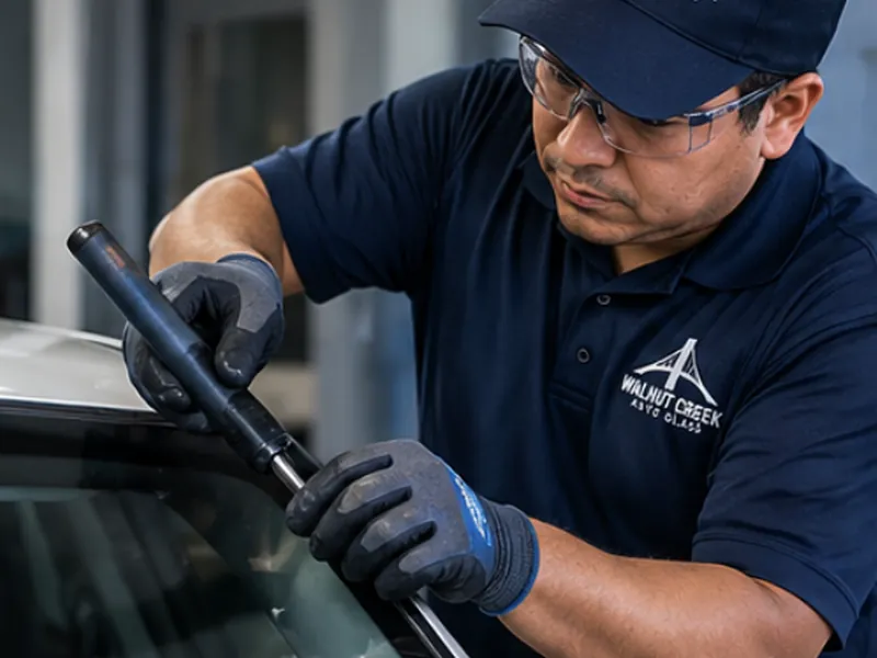 Walnut Creek Auto Glass technician handling glass repair